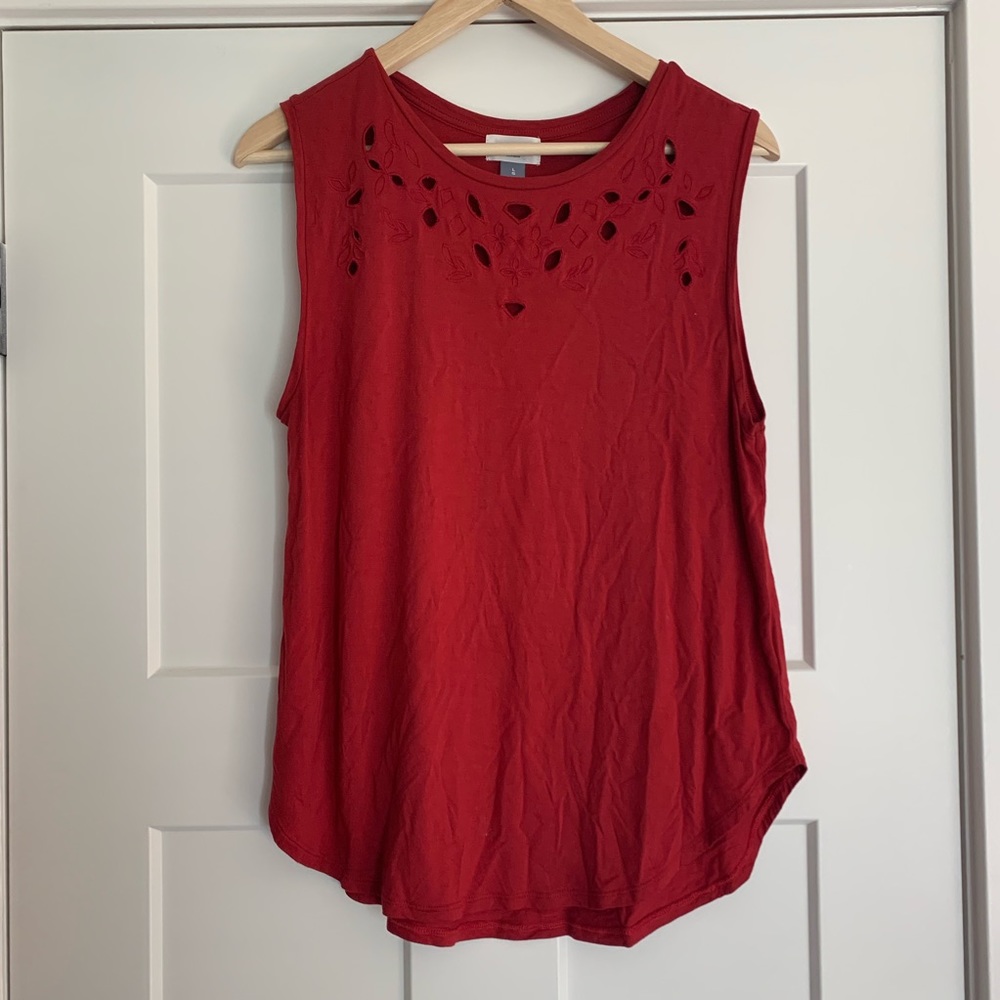 Old Navy Red Cutout Rayon Tank L